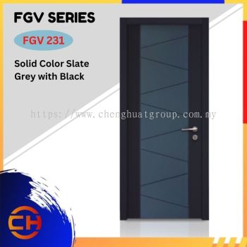 FGV Series are doors that conveys a fresh and simple look for designing modern interiors  FGV 231 Solid Color Slate Grey with Black Anti-finger Print Decorative Laminate