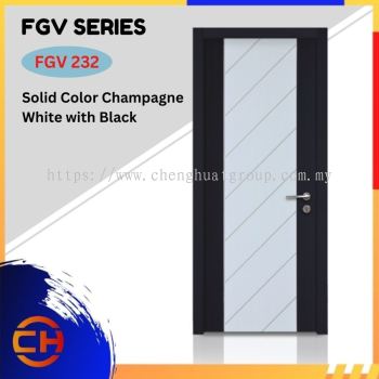 FGV Series are doors that conveys a fresh and simple look for designing modern interiors  FGV 232 Solid Color Champagne White with Black Anti-finger Print Decorative Laminate