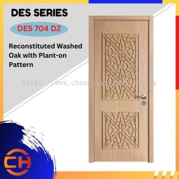 DES Series are doors that conveys a fresh and simple look for designing modern interiors DES 704 D2 Reconstituted Washed Oak with Plant-on Pattern