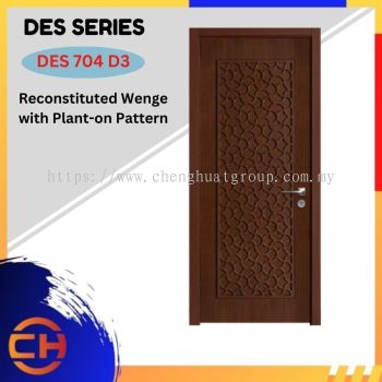 DES Series are doors that conveys a fresh and simple look for designing modern interiors DES 704 D3 Reconstituted Wenge with Plant-on Pattern