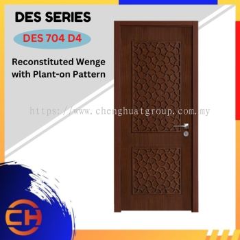 DES Series are doors that conveys a fresh and simple look for designing modern interiors DES 704 D4 Reconstituted Wenge with Plant-on Pattern