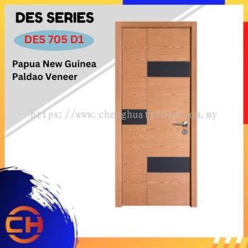 DES Series are doors that conveys a fresh and simple look for designing modern interiors DES 705 D1 Papua New Guinea Paldao Veneer with Black Anti-finger Print Decorative Laminate