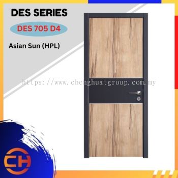 DES Series are doors that conveys a fresh and simple look for designing modern interiors DES 705 D4 Asian Sun (HPL) with Black Anti-finger Print Decorative Laminate