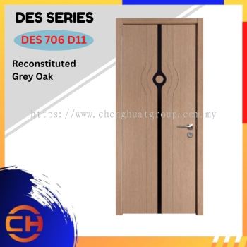 DES Series are doors that conveys a fresh and simple look for designing modern interiors DES 706 D11 Reconstituted Grey Oak with Decorative Black Acrylic