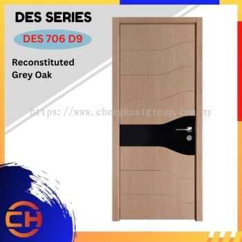 DES Series are doors that conveys a fresh and simple look for designing modern interiors DES 706 D9 Reconstituted Grey Oak with Decorative Black Acrylic