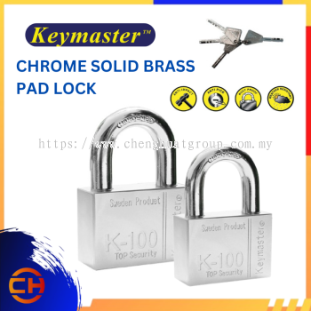 KEYMASTER K100 SERIES CHROME SOLID BRASS SINGLE / LONG SHACKLE / KEYED - ALIKE  PADLOCK