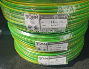 TONN PVC SINGLE CORE CABLE 16MM GRN/YELLOW 