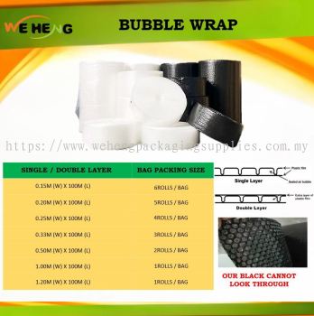 BUBBLE WRAP SINGLE / DOUBLE / CLEAR / BLACK / MULTIPLE SIZE