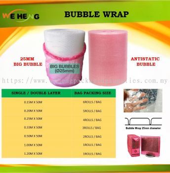 VARIOUS BUBBLE WRAP (25MM BIG BUBBLE DIAMETER & ANTISTATIC BUBBLE WRAP)