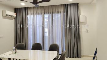 Grey Full Height S-Fold Curtain