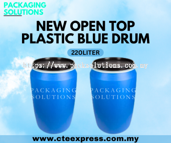 New Open Top Plastic Blue Drum - 220L