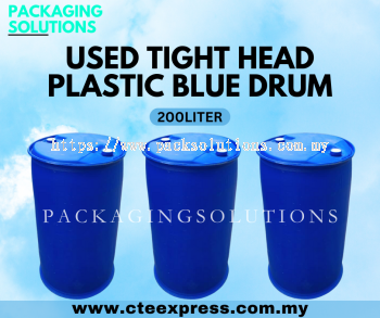 Used Tight Head Plastic Blue Drum - 200L