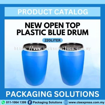 New Open Top Plastic Blue Drum - 220L