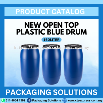 New Open Top Plastic Blue Drum - 160L