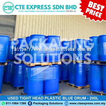 Used Tight Head Plastic Blue Drum - 200L