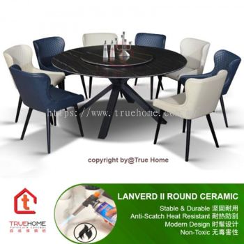 LANVERD II 8 Seater Round Ceramic Dining Set