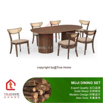 MAYENNE 6 Seater Full Solid Dining Set-Walnut