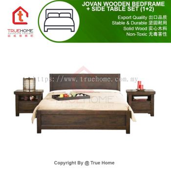 JOVAN Wooden Bedframe + Side Table Set (1+2)