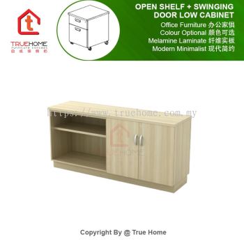 Open Shelf + Swinging Door Low Cabinet