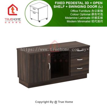 Fixed Pedestal 3D + Open Shelf + Swinging Door (L)