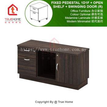 Fixed Pedestal 1D1F + Open Shelf + Swinging Door (R)