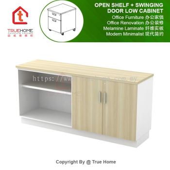 Open Shelf + Swinging Door Low Cabinet