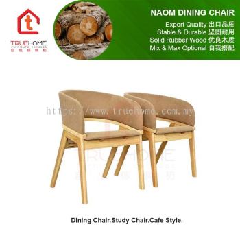 NAOM Dining Chair/Muji Style Chair/Study Chair with Fabric Light Brown/Cafe Louge Style