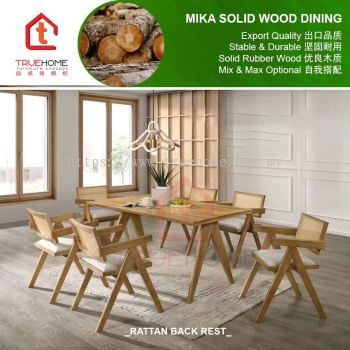 MIKA Full Solid Wood 6 Seater Dining Set-Natural