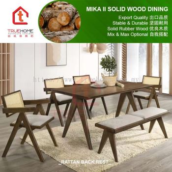 MIKA 6 Seater With Bench Dining Set-Walnut