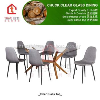 CHUCK Clear Glass Dining Set/Dining Chair/Scandinavian design 6 Seaters Dining Set