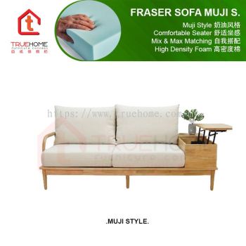 FRASER Solid wood 3 seater sofa/Storage Solid Rubber Wood/3Seater Muji Wood Sofa/Sofa Storage/L Shape Sofa