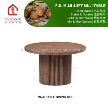 Full Muji Round Dining Table/Round Dining Table Wood Muji Style/4.5FT(RD1334MM)/Walnut & Natural