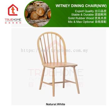 WITNEY Dining Chair(Set of 2)/Dining Chair Solid Rubberwood/Natural Wood Dining Chair(White/Natural)