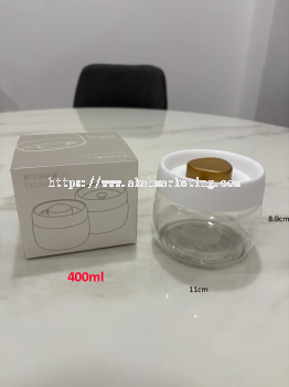 400ml Press-Vacuum Round Jar Black &amp; Gold