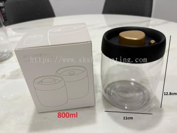 800ml Press-Vacuum Round Jar Black &amp; Gold
