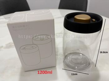 1200ml Press-Vacuum Round Jar Black &amp; Gold