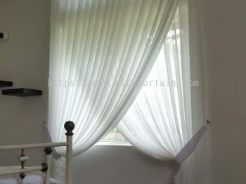 Double Sheer Curtain with Wooden Rod