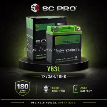 YB3L-BS SC PRO  - Bateri KRISS/DINAMIK 125/RC80/RC100/Y125Z/RXZ/Y80/Y100