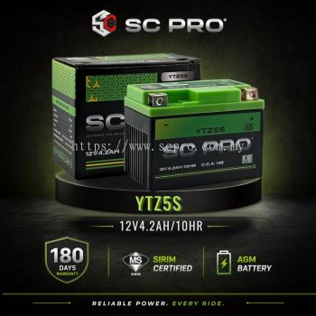 YTZ5S-BS SC PRO - Bateri Y15 LC135 SRL EGO Y125 NVX Y110 BELANG RS150 EX5 WAVE KRISS DINAMIK VF3i