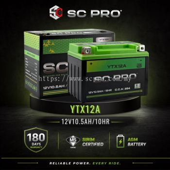 YTX12A-BS SC PRO - Bateri  ER6N 2012/SYM(T2) 250I/GSX-R1000/750,1300/KAWASAKI-Z1000RR