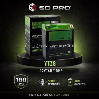 YTZ8 SC PRO - Bateri R25/X-MAX 250/RFS150/KLX 150/MZ 125/DZM 200