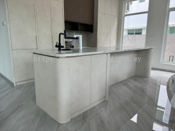 LAMINATED ISLAND CABINET WITH MARBLE TOP | DRY KITCHEN AT BANDAR BOTANIC | BANDAR BUKIT TINGGI | BUKIT RAJA 