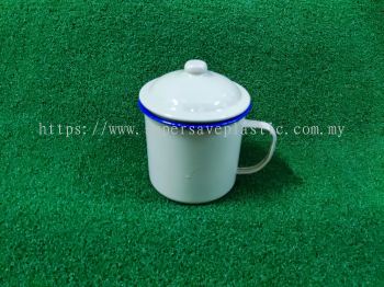 12CM ENAMEL MUG W/LID