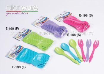 Elianware E-198 PP Party Plastic Fork/ Plastic Spoon 12 PCS