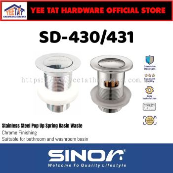 [ SINOR ] SD-430 SD-431 BATHROOM POP UP SPRING BASIN WASTE WITH OR WITHOUT OVERFLOW 32mm