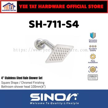 [ SINOR ] SH-711-S4 STAINLESS STEEL 4 INCHES SQUARE ULTRA THIN SHOWER HEAD SET