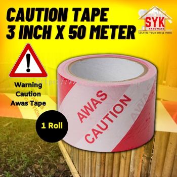 SYK Red White Caution Tape (3 Inch x 50 Meter) Masking Tape Anti Slip Floor Barricade Awas Warning Tape Salotape