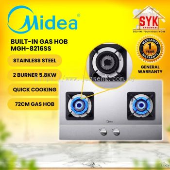 SYK MIDEA Gas Stove MGH-8216SS Dapur Gas Stainless Steel Dapur Masak Gas Cooker Kitchen Built In Gas Stove Gas Hob
