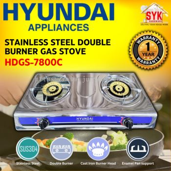 SYK HYUNDAI HDGS-7800C Stainless Steel Double Burner Gas Stove Kitchen Tabletop Cooker Hobs Stove Gas Dapur SIRIM