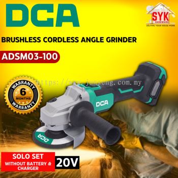 SYK DCA ADSM03-100 Cordless Brushless Angle Grinder Solo Machine Battery Power Tools Mesin Grinder Bateri 20V
